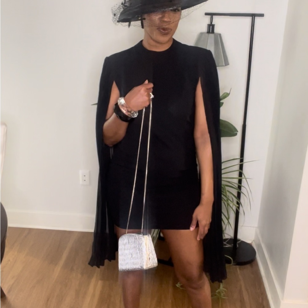 Black Pleated Sleeve Dress